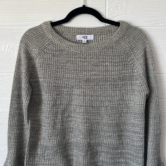 🏠 Jack BB Dakota gray super flared cuff sweater knit size large - Picture 3 of 5
